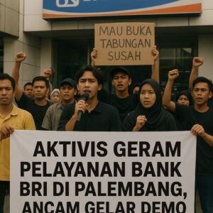 AKTIVIS GERAM PELAYANAN BANK BRI DI PALEMBANG, ANCAM GELAR DEMO BESAR